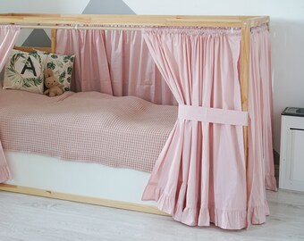 Curtains for Ikea Kura bed, Ikea Kura curtains, Kura bed curtains, Ikea Kura Curtains pink, Ikea Kura Hack, Canopy bed house, Bed canopy