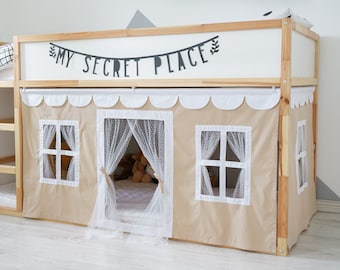 Ikea Kura curtains, Bed curtains for girls, Ikea Kura Hack, Canopy bed house, Bunk Bed Curtains
