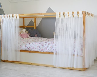 Curtains for Ikea Kura bed, Ikea Kura curtains, Kura bed curtains, House bed canopy, Ikea Kura Hack, Curtains for house bed