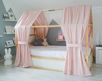 Montessori house bed canopy, House bed cover, Ikea Kura Hack, Ikea Kura curtains, Canopy for house bed, Montessori canopy tent