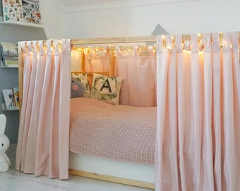 Curtains for Ikea Kura bed, Ikea Kura curtains, Kura bed curtains, House bed canopy, Ikea Kura Hack, Curtains for house bed
