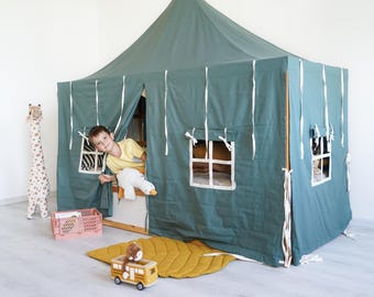 IKEA KURA Bed Tent - Full Montessori House Bed Canopy with Windows