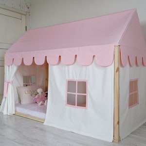 Customized Montessori Bed Canopy, Montessori Bed Curtains, House Bed Curtains, House Bed Canopy, Canopy for Bed Frame, House Bed Tent image 2