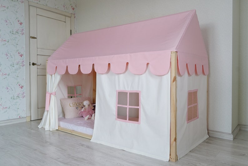 Customized Montessori Bed Canopy, Montessori Bed Curtains, House Bed Curtains, House Bed Canopy, Canopy for Bed Frame, House Bed Tent image 2