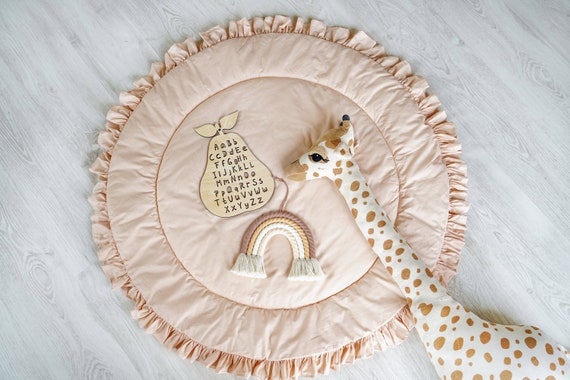 Baby play mat, Padded baby play mat, Round nursery rug, Baby activity mat, Ruffled Playmat