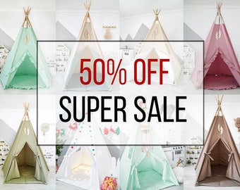 Super Sale Kids Teepee, Teepee Tent for Kids, Natural Kids Tent, Small teepee, Children teepee