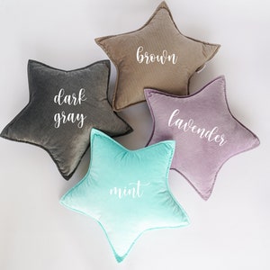 Velvet star pillow, Personalized star pillow, Star shaped velvet pillow, Custom nursery pillow, Nursery star pillow, Nursery pillow for Girl