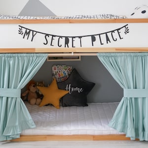 Ikea Kura curtains, Curtains for Ikea Kura bed, Kura bed curtains, Ikea Kura Hack, Canopy bed house, Ikea bed house, Loft Bed Curtains