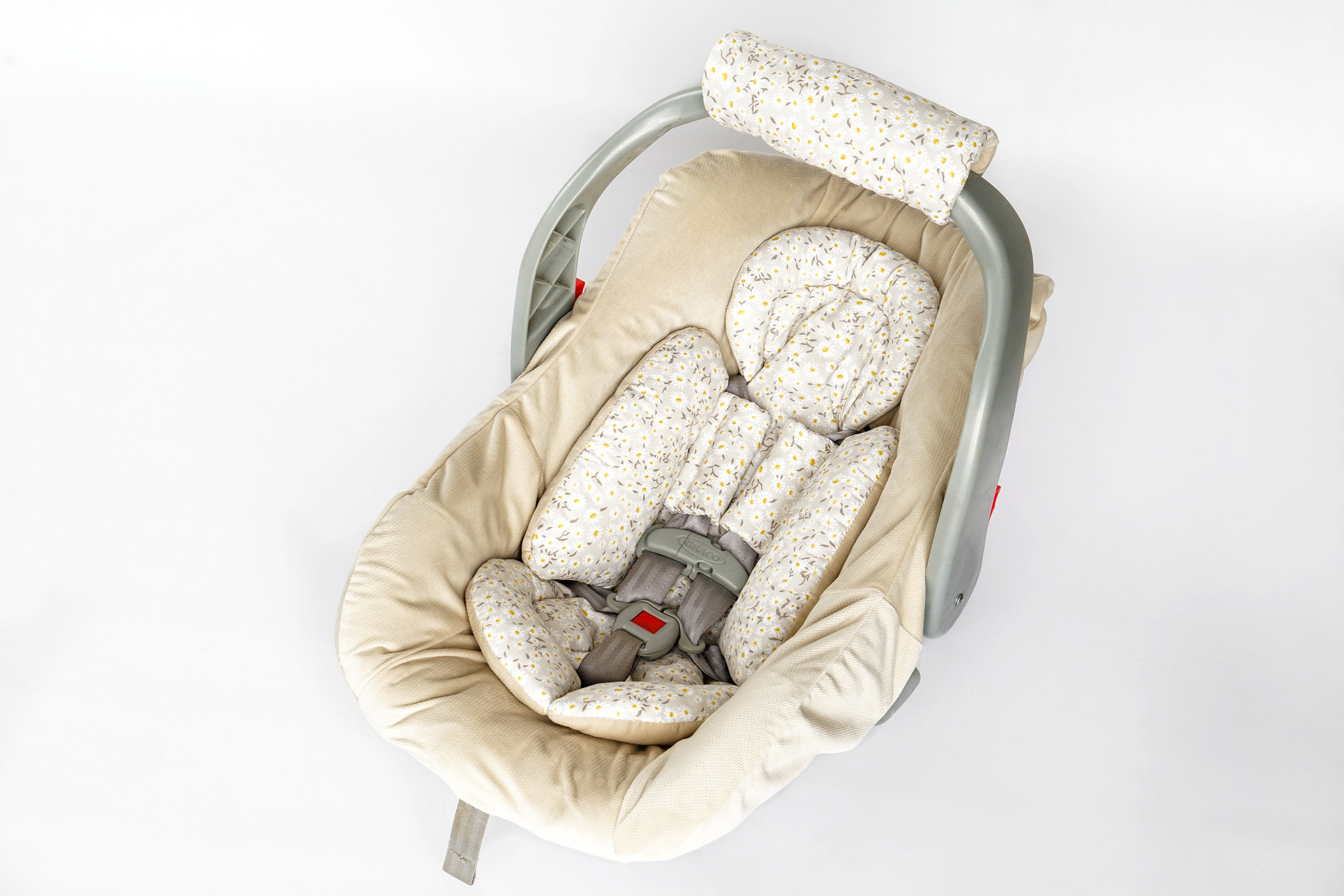 Baby Car Seat Head Support & Strap Covers - Super Soft Minky Dot Infant Neck Protection For Car Seats & Strollers