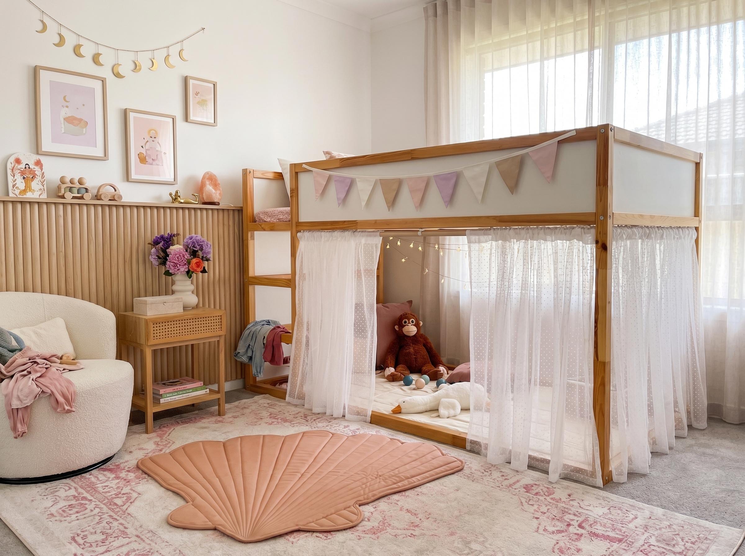 IKEA KURA Bed Curtains - Sheer Tulle Bunk Bed Curtains, Fairy Loft