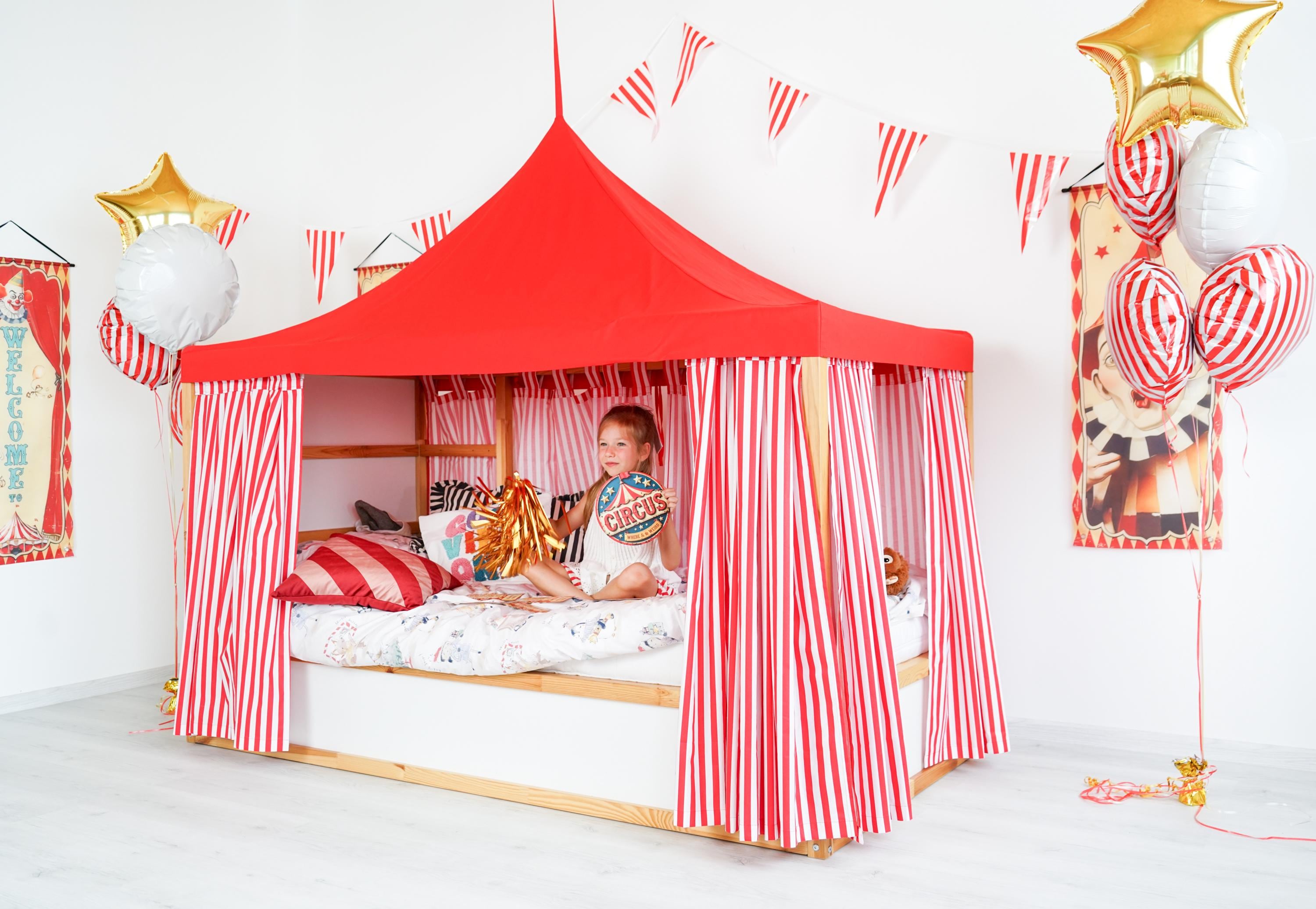 IKEAのKuraベッド用サーカス柄カーテンと天蓋 - Etsy 日本