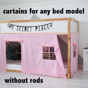 Curtains for Ikea Kura bed, Ikea Kura curtains, Loft bed curtains, Bunk Bed Curtains, Ikea Kura Hack, Canopy bed house