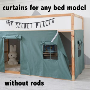 Curtains for Ikea Kura bed, Ikea Kura curtains, Loft bed curtains, Bunk Bed Curtains, Ikea Kura Hack, Canopy bed house