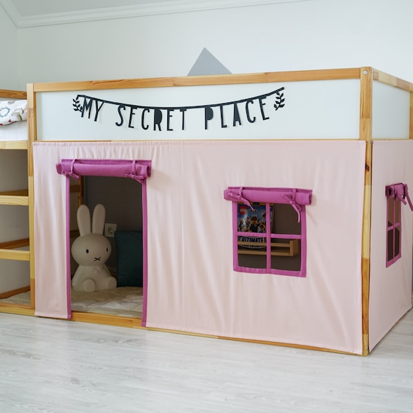 Cortinas IKEA KURA, tienda de campaña para litera - Casita de juegos con bolsillos y ventana