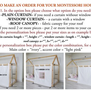 Customized Montessori Bed Canopy, Montessori Bed Curtains, House Bed Curtains, House Bed Canopy, Canopy for Bed Frame, House Bed Tent image 11
