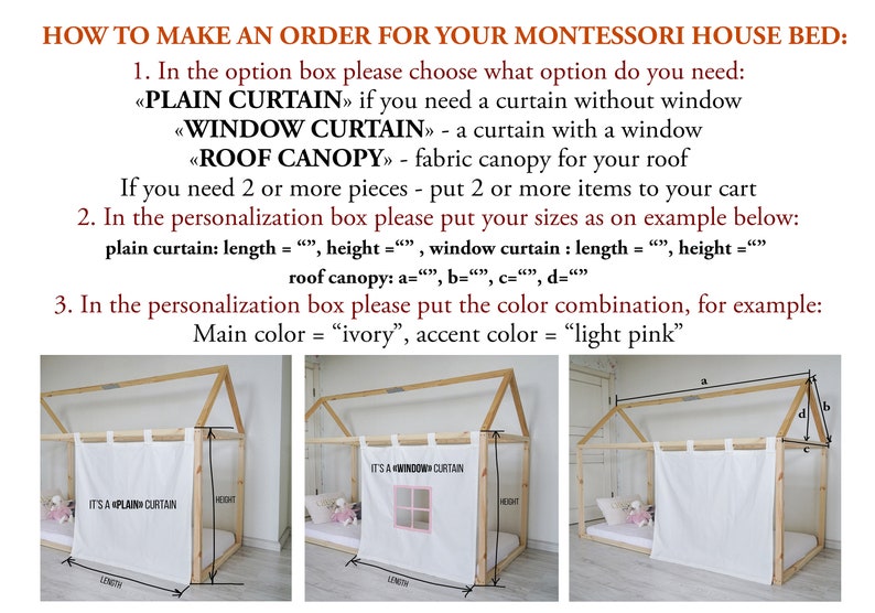 Customized Montessori Bed Canopy, Montessori Bed Curtains, House Bed Curtains, House Bed Canopy, Canopy for Bed Frame, House Bed Tent image 11