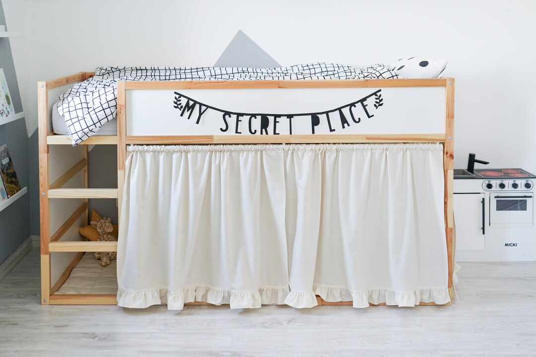 Ivory Curtains for Ikea Kura Bed Beige, Ikea Kura Curtains, Kura Bed