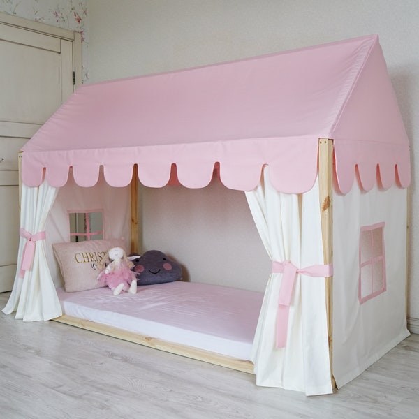 Customized Montessori Bed Canopy, Montessori Bed Curtains, House Bed Curtains, House Bed Canopy, Canopy for Bed Frame, House Bed Tent