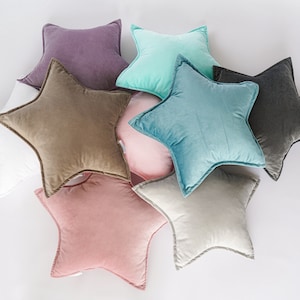 Personalized star pillow, Star shaped velvet pillow, Custom nursery pillow, Velvet star pillow, Nursery star pillow, Nursery pillow for Girl