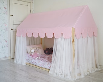 Montessori Bed Curtains, House Bed Curtains, Customized Montessori Bed Canopy, Canopy for Bed Frame, House Bed Tent, House Bed Canopy