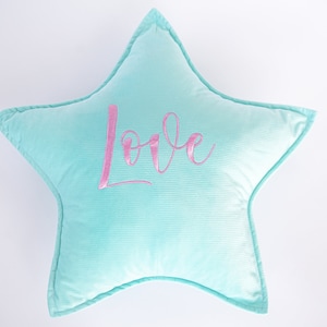 Nursery pillow for Girl, Velvet star pillow, Personalized star pillow, Star shaped velvet pillow, Custom nursery pillow, Nursery star pillow