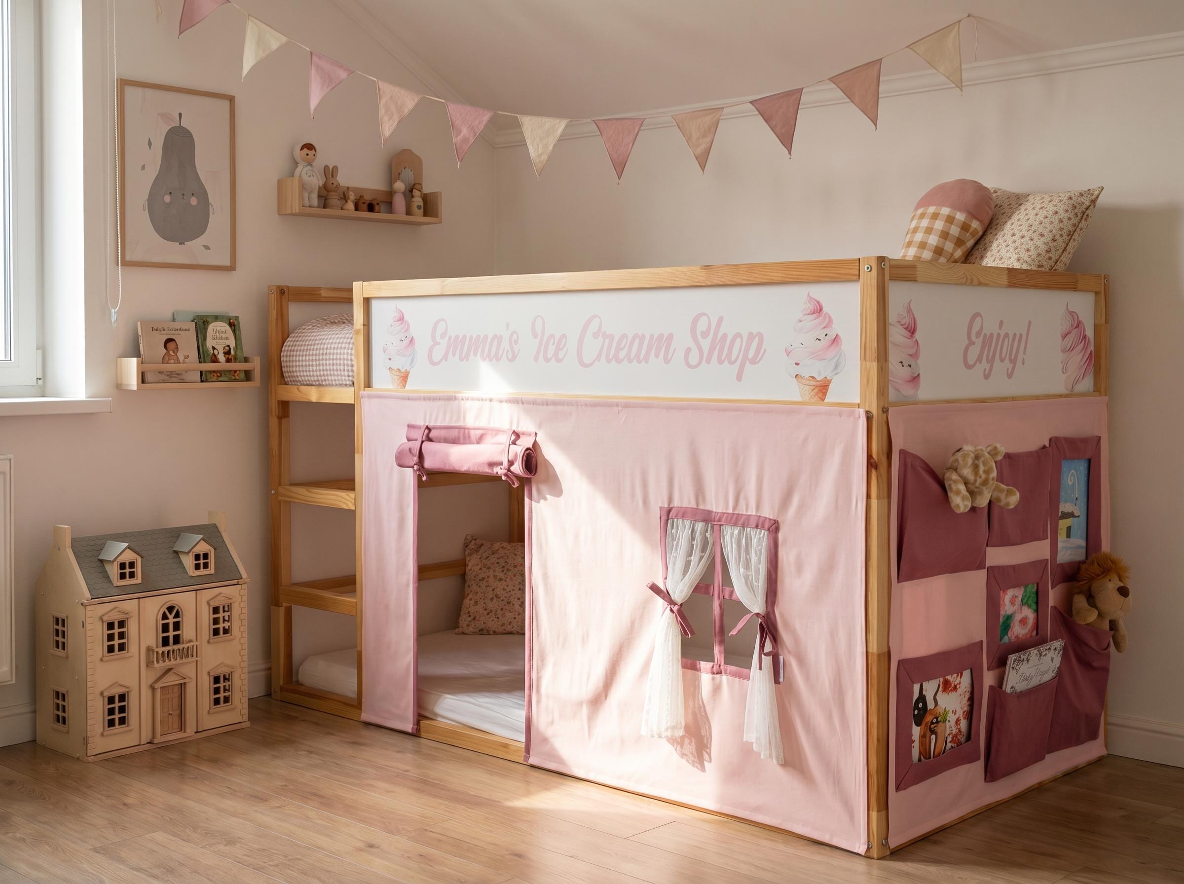 IKEA KURA二段ベッドテント用カーテン(ポケットとフレーム付き IKEA KURA二段ベッドテント用カーテン(ポケットとフレーム付き