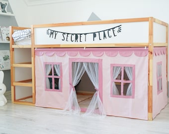 Kura bed curtains, Ikea Kura Hack, Canopy bed house, Bunk Bed Curtains