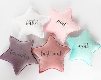 Custom nursery pillow, Nursery star pillow, Velvet star pillow, Personalized star pillow, Star shaped velvet pillow, Nursery pillow for Girl