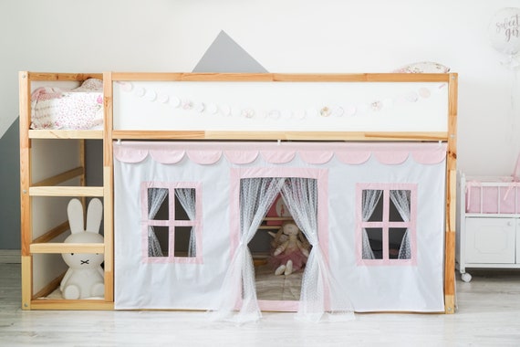 IKEA KURA 二段ベッドテント - スカラップデザインのプレイハウス