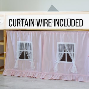 Curtains for Ikea Kura bed, Ikea Kura curtains with cord, Kura bed curtains, Ikea Kura Curtains with mount, Ikea Kura Hack, Canopy bed house