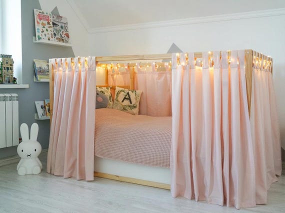 Curtains for Ikea Kura bed, Ikea Kura curtains, Kura bed curtains, House bed canopy, Ikea Kura Hack, Curtains for house bed