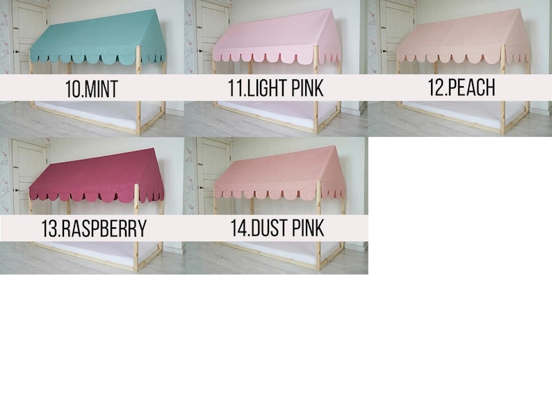 Dachhimmel für Hausbett, individuelle Montessori Betthimmel, Dachhimmel für Montessori Hausbett, Hausbetthimmel, Himmel für Bettrahmen Bild 15