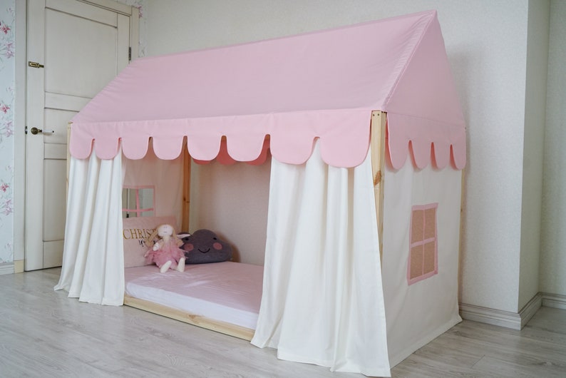 Customized Montessori Bed Canopy, Montessori Bed Curtains, House Bed Curtains, House Bed Canopy, Canopy for Bed Frame, House Bed Tent image 3