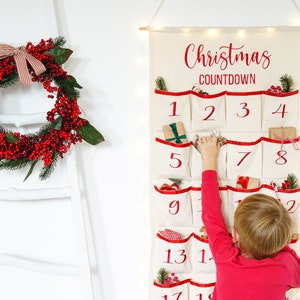 Kerstadventskalender voor kinderen, gepersonaliseerde adventskalender voor kinderen, stoffen adventskalender, aftelkalender voor kerst
