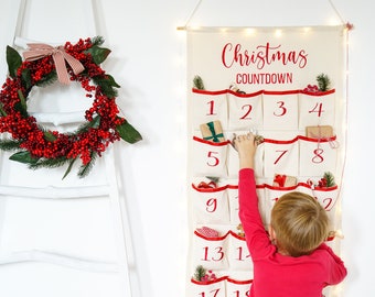 Calendrier de l’Avent de Noël pour les enfants, Calendrier de l’Avent personnalisé pour enfants, Calendrier de l’Avent pour enfants, Calendrier de l’Avent pour enfants en tissu, Calendrier du compte à rebours de Noël