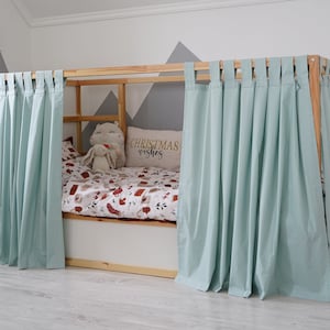 Montessori Bed curtains, Curtains for Ikea Kura bed, Ikea Kura curtains, Kura bed curtains, House bed canopy, Curtains for house bed