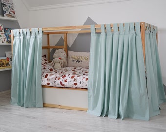 Montessori Bed curtains, Curtains for Ikea Kura bed, Ikea Kura curtains, Kura bed curtains, House bed canopy, Curtains for house bed