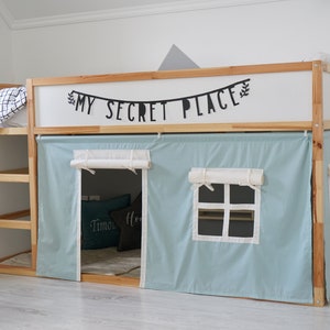 Bunk bed curtains, Custom Ikea Kura curtain, Kura bed curtains, Ikea Bed Curtain, Ikea Kura Hack, Canopy bed house, Kura Bed Tent