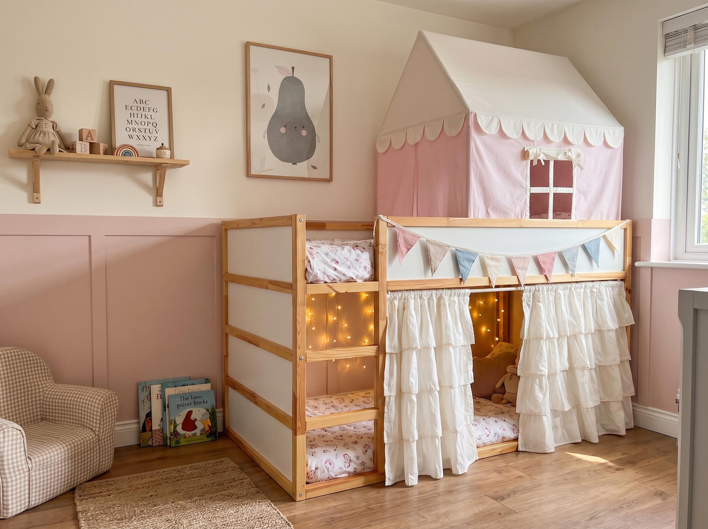 ツインベッドのキャノピー、IKEA Kuraのキャノピー、ツインベッドの