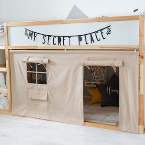 Curtains for Ikea Kura bed, Ikea Kura curtains, Kura bed curtains, Ikea Bed Curtain, Ikea Kura Hack, Canopy bed house, Kura Bed