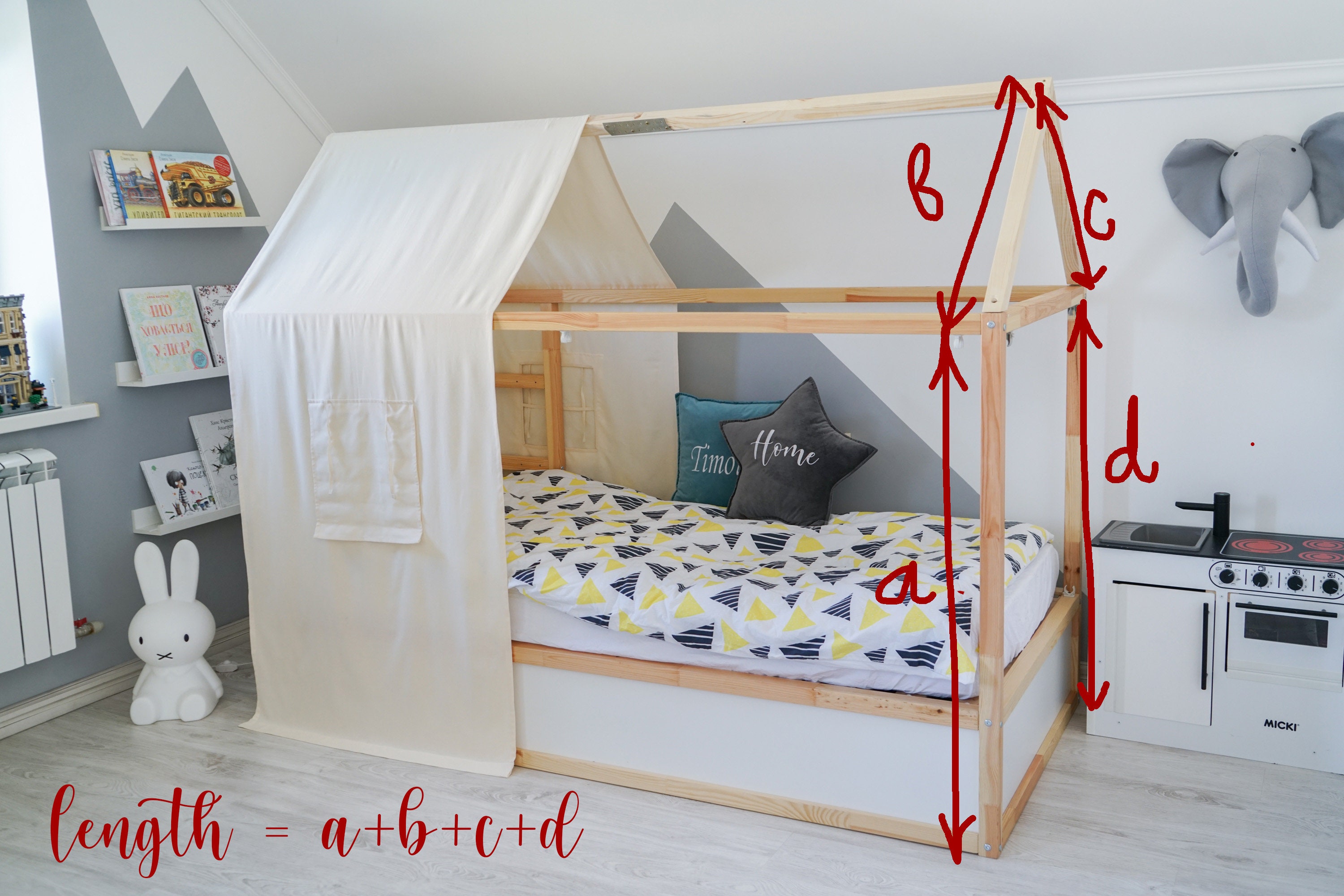 Ikea Kuraベッド用カーテン、モンテッソーリベッドキャノピー、Ikea