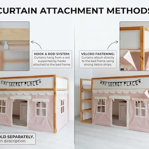 Ikea Kura bed curtains, Bunk bed curtains, Ikea Hack, Canopy bed house, Bed canopy image 10
