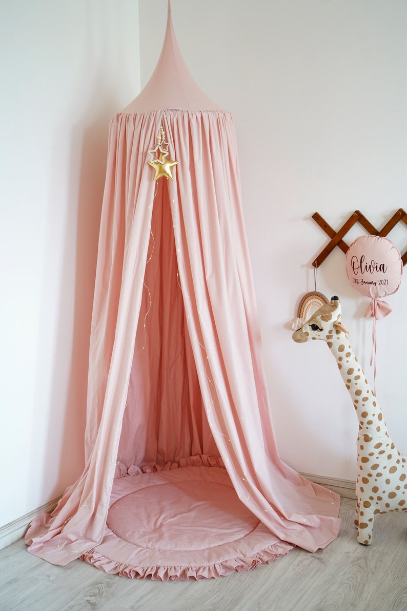 Bed Canopy Pink Canopy Tent Nursery Canopy Bed Hanging Etsy
