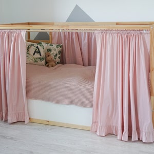 Curtains for Ikea Kura bed, Ikea Kura curtains, Kura bed curtains, Ikea Kura Curtains pink, Ikea Kura Hack, Canopy bed house, Bed canopy