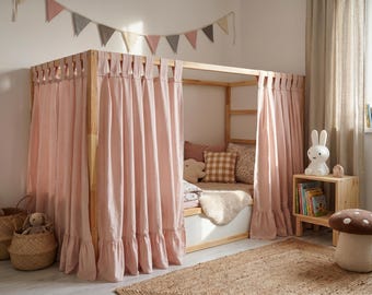 Cortinas para cama Ikea Kura, cortinas Ikea Kura, cortinas para cama Kura, dosel para cama tipo casa, truco para la cama Ikea Kura, cortinas para cama tipo casa
