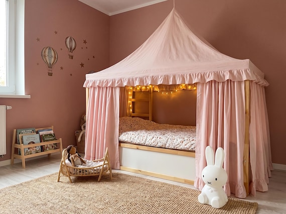 IKEA KURA Girls Roof Canopy - Hanging Loop, Ruffle House Bed Tent