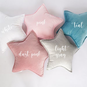 Custom nursery pillow, Nursery star pillow, Velvet star pillow, Personalized star pillow, Star shaped velvet pillow, Nursery pillow for Girl