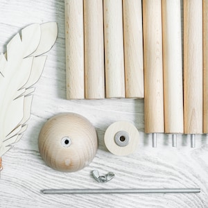 Teepee Poles + Stabilizer + Wooden Feathers Set for Kids Teepee Tent, Teepee Stabilizer, Teepee Tent Sticks, Teepee Tent Wooden Poles