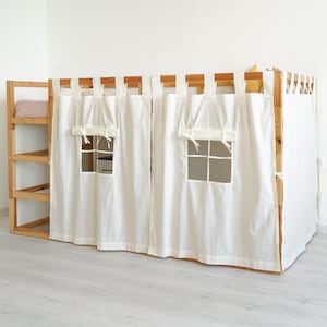 Curtains for Ikea Kura bed, Ikea Kura curtains, Kura bed curtains, House bed canopy, Ikea Kura Hack, Curtains for house bed