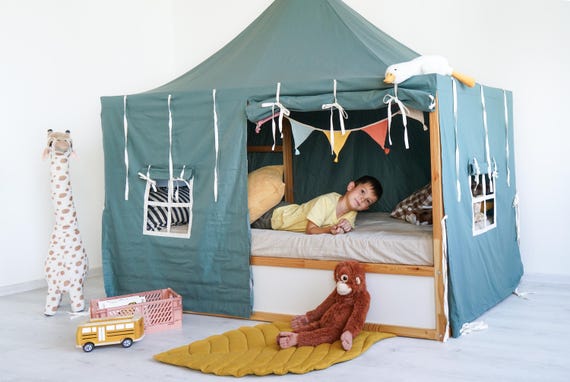 Ikea Kura Tent, Curtains for Ikea Kura Bed, Montessori Bed Canopy 